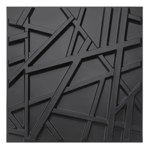 Art3d PVC Decorative Textures Black 3D Wall Panels for Interior Wall D��cor, Black Wall Decor,Pack of 12 Tiles 32 Sq ft A10045BK