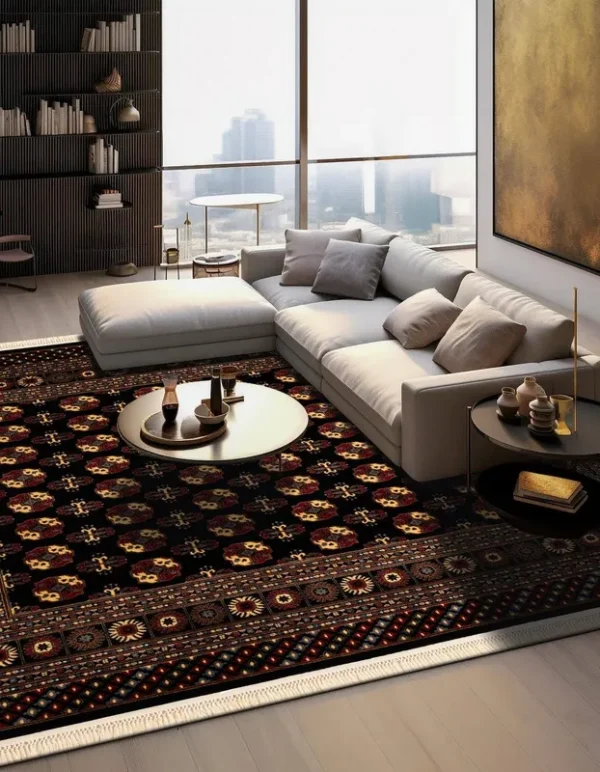 Unique Loom Bokhara 305cm x 305cm Square Black Area Rug