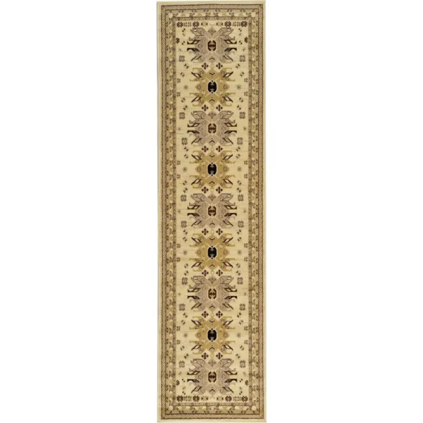 Unique Loom Taftan Ivory 10 ft Runner Area Rug