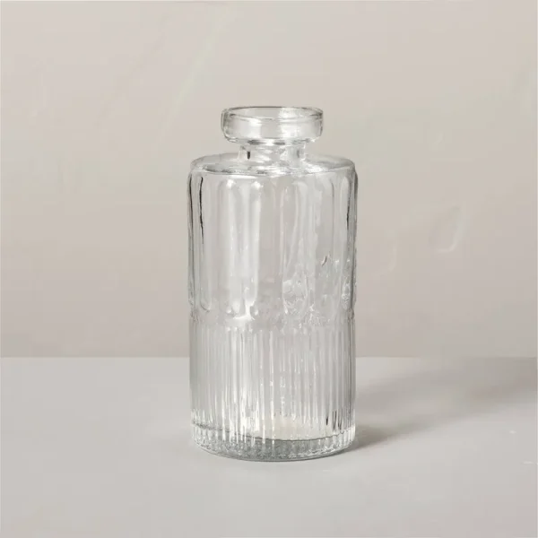 Large Ribbed Clear Glass Bud Vase - Hearth & Hand with Magnolia