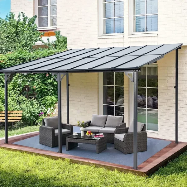 AECOJOY 10' x 14' Hardtop Gazebo Outdoor Aluminum Pergola for Garden, Patio, Backyard - Gray