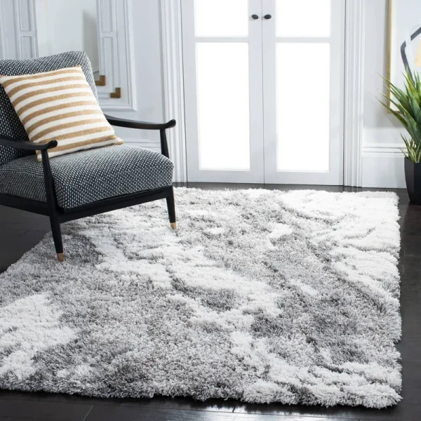 Safavieh Horizon Konstantinos Abstract Shag Area Rug, Grey/Ivory, 5'3" x 7'7"