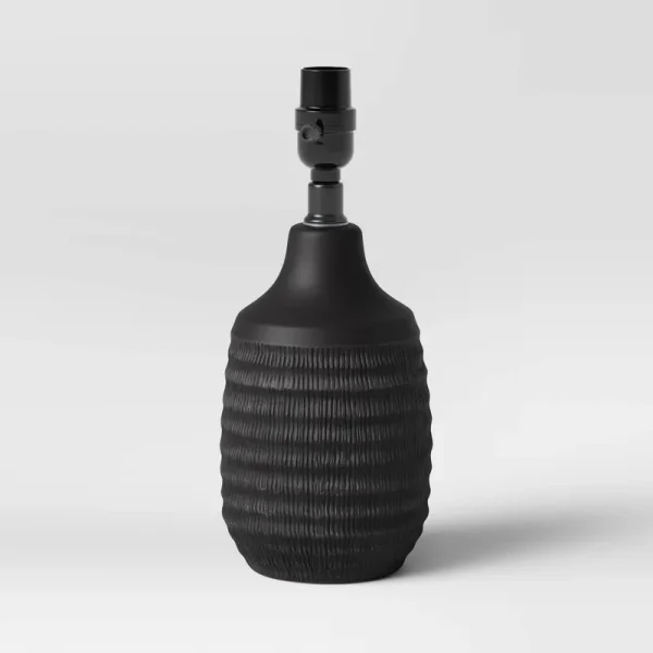 Small Textured Ceramic Lamp Base Black - Threshold