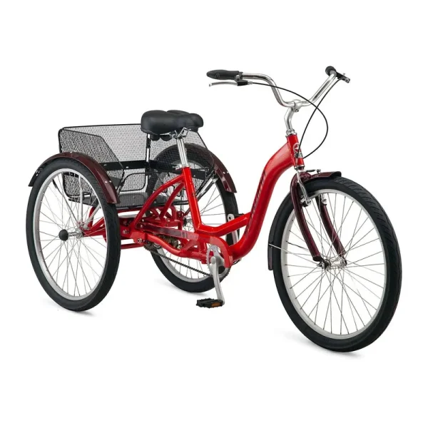 Schwinn Meridian Deluxe Adult Tricycle Bike. Three Wheel Cruiser. 26-inch Wheels. Low Step-Through Aluminum Frame. Adjustable Handlebars. Large - MadeInUSA