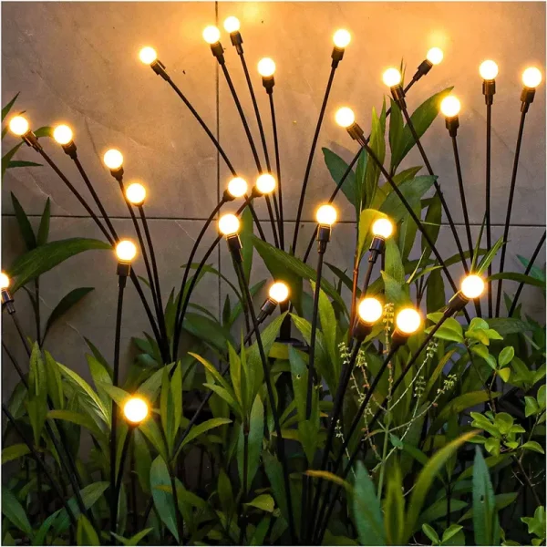 colcutee 2 Pack Solar Garden Lights, Solar Firefly Light Outdoor Waterproof, 2 Modes Solar Outdoor Lights, Swaying Solar Garden Lights for