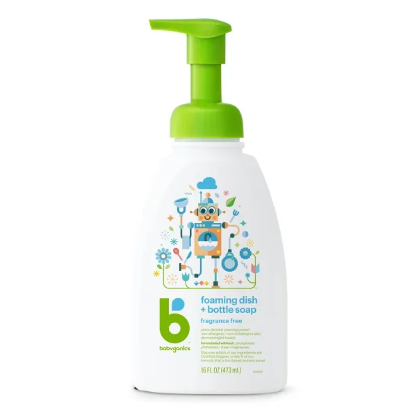 BabyGanics Foaming Bottle & Dish Soap, Fragrance Free - 16 oz pump bottle