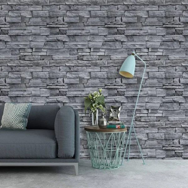 QIMAY Grey Brick Wallpaper Peel and Stick Wallpaper 17.7"x236"3D Brick Self Adhesive Removable Wallpaper Waterproof Stick On Wallpaper Backsplash