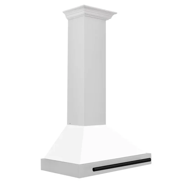 ZLINE 30 in. Autograph Edition Stainless Steel Range Hood with White Matte Shell and Accents (kb4stz-wm30), Matte Black