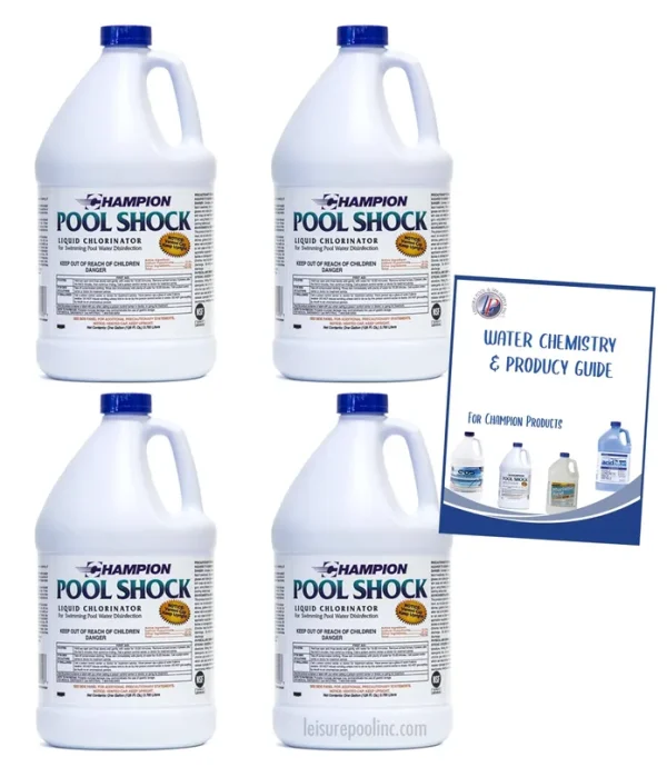 1 Case | Liquid Chlorine Pool Shock, 12.5% Sodium Hypochlorite, NSF 50/60 Certified, Size: 4 - 1 Gallon Jugs, Yellow