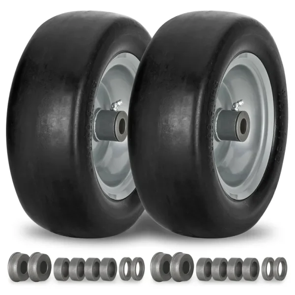 Flat Free Lawn Mower Tire On Wheel, 3/4" or 5/8" Bushing, 2/Pack