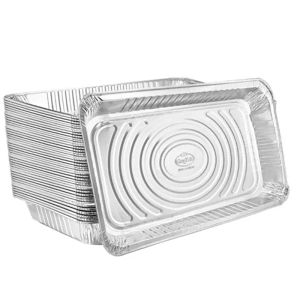Nicole Home Collection Aluminum Pans Full size, Large Disposable Roasting & Baking Pan, 21'x13' Deep Foil Pans (50 Pack) Extra Heavy Duty Chafing