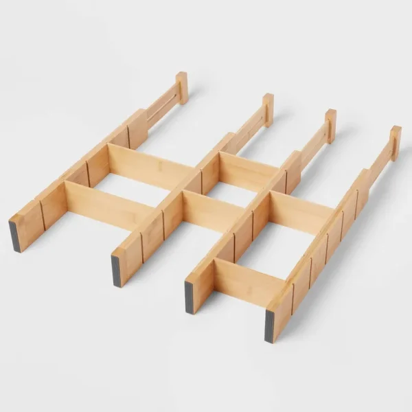 4pk Bamboo Expandable Drawer Dividers Yellow - Brightroom