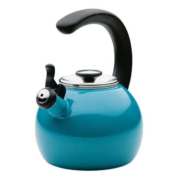 Circulon Enamel on Steel 2-Qt. Whistling Teakettle with Flip-Up Spout - Turquoise