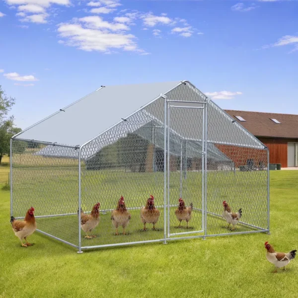 Homgarden 9.9ft Chicken Coop Metal Walk - in Poultry Cage Chicken Run for 6 - 10 Chickens Waterproof & Anti - UV Yard, Farm