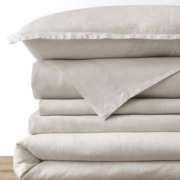 Lands' End Garment Washed Linen Chambray Duvet Cover or Shams, Brown, King Sham