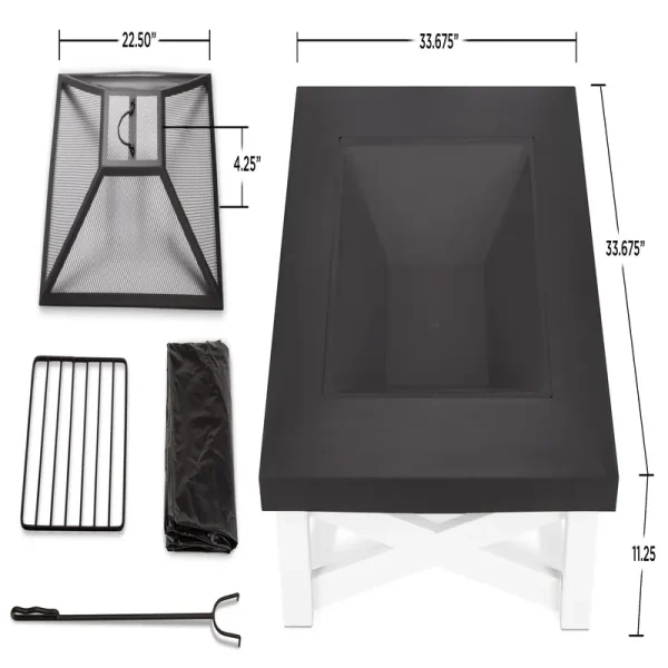 Real Flame Austin Wood-Burning Fire Table, White/Black