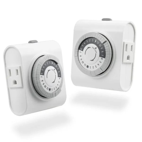GE 24-Hour Heavy Duty Indoor Plug-In Mechanical Timer 2 Pack, 30 Minute Intervals, Daily On/Off Cycle, for Lamps, Seasonal Lighting, Holiday