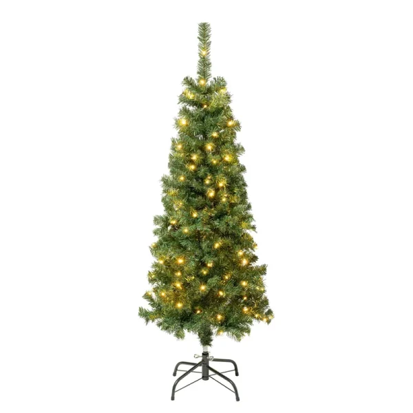 National Tree Company First Traditions 4.5' Pre-Lit LED Linden Spruce Artificial Christmas Tree Warm White Lights