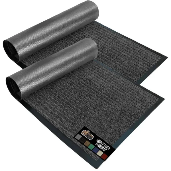 Gorilla Grip Original Low Profile Rubber Door Mat 35x23 Pack of 2 Durable Doormat for Indoor and Outdoor Waterproof Easy CL