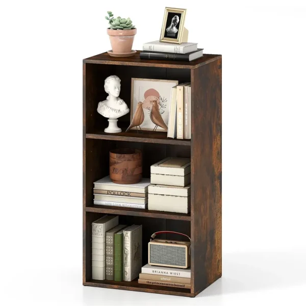 Tangkula 3-Cube Bookcase Floor Standing Open Bookshelf w/7-Position Adjustable Shelf