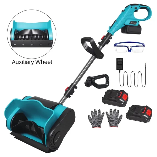 Paddsun Electric Snow Blower, 20V 12 - Inch with Auxiliary Wheel Cordless Snow Thrower Adjustable Auxiliary Handle Snow Shovel
