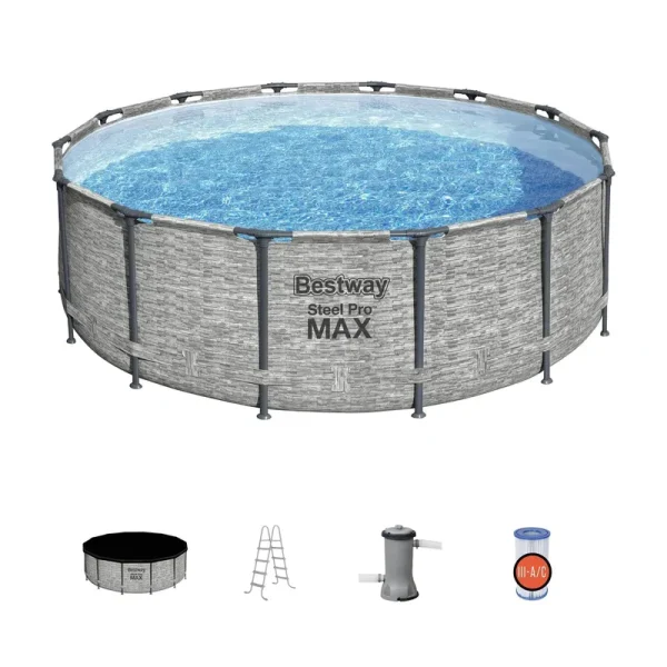 Bestway Steel Pro Max 14'x48" Round Above Ground Swimming Pool with Pump & Cover