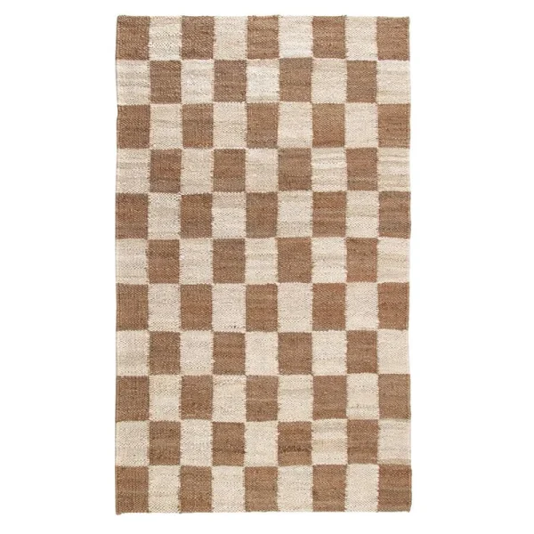 Madalene Checkerboard Natural and Ivory Rug Birch Lane Rug Size: Rectangle 2' x 3'