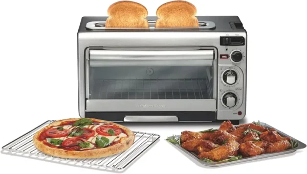2 - in - 1 Countertop Toaster Oven and Long Slot 2 Slice Toaster, 60 Minute Timer and Automatic Shut Off, Shade Selector, Stainless Steel (31156)