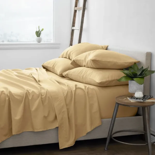 Linen Market 6 Piece Bed Sheet Set, Gold, Queen