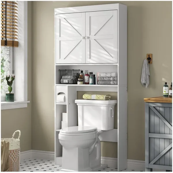 furomate Over The Toilet Storage Cabinet with Shelves and Doors