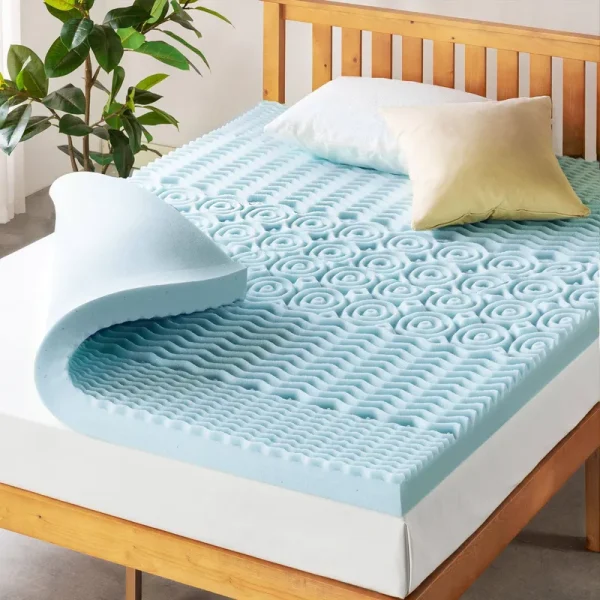 Mellow 4 inch 5-Zone Memory Foam Mattress Topper Cooling Gel Infusion Queen