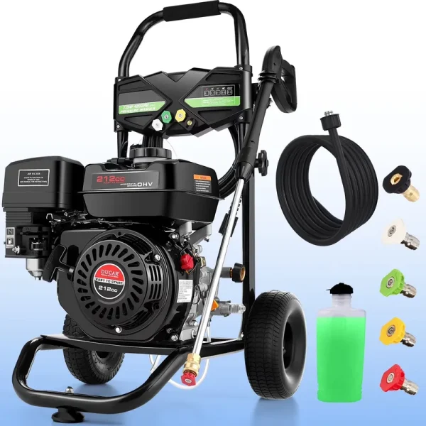 4200PSI Pressure Washer 4.0GPM Gas Power Washer 212CC Gas Powered Washing Machine Commercial High Pressure Washer with 25ft Hose&5 Nozzles for Patio Garden Yard Vehicle, EPA/CARB/ETL