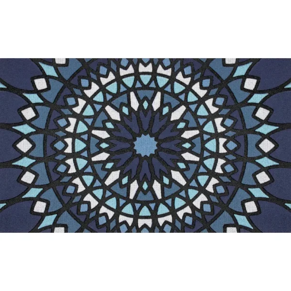 Mainstays Medallion Rubber Doormat - Blue - 18 x 30 in