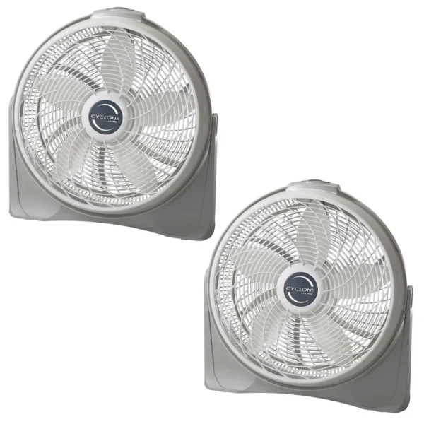 Lasko 20 inch Cyclone Floor or Wall Mounted Pivoting Fan White 2 Pack