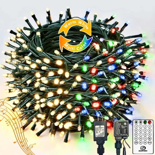 164ft 500 LED Smart Color Changing Christmas String Lights, Voice-Control & Music Sync Multi-Colored to Warm White Christmas Tree Lights Outdoor