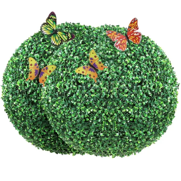 VEVOR 16 in. Tall Artificial Topiaries Boxwood Trees - 2 Piece