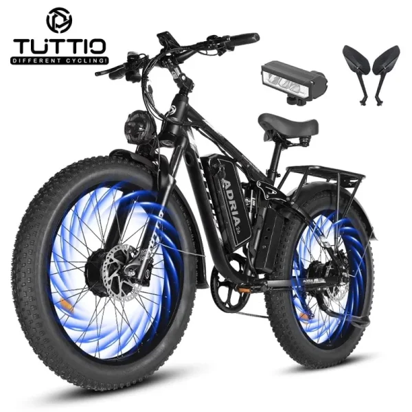 TUTTIO Adria26 5000W Electric Mountain Bike for Adults, 26" Fat Tire E - Bike for Men, 7 Speed, Max 46mph