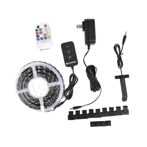 Ecosmart Plug-In 12.5 ft. LED Black Tape Light with TV Color Sensor