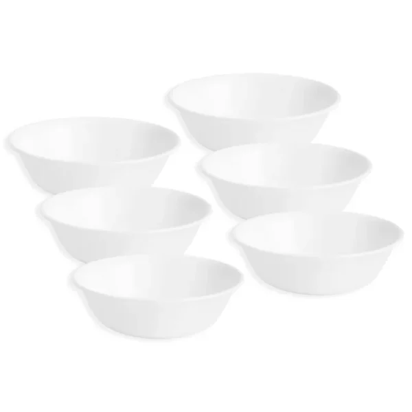 Corelle Vitrelle 6-Piece Soup/Cereal Bowl Set, Triple Layer Glass and Chip Resistant, 18 oz Lightweight Round Bowls, Winter Frost White