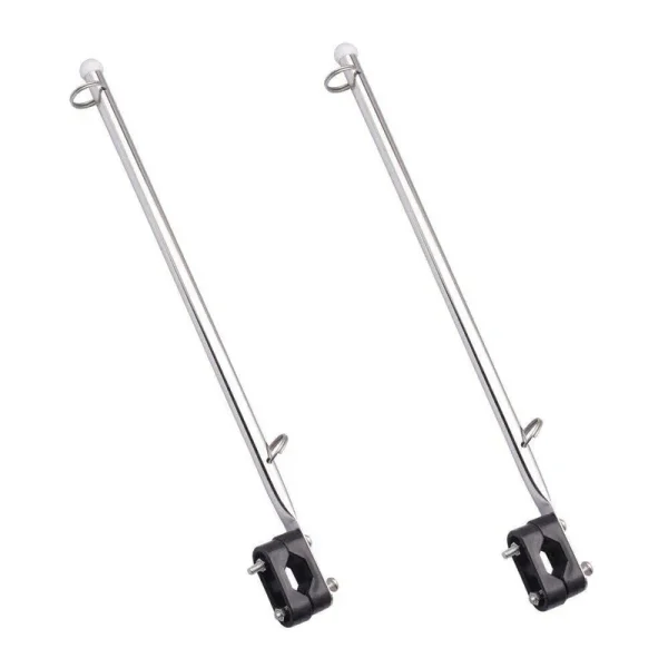 Hoffen 2pcs 316 Stainless Steel Flag Pole, Rail Mount Boat Pulpit Staff (7/8" - 1 1/4 ) for Marine Boat Yacht