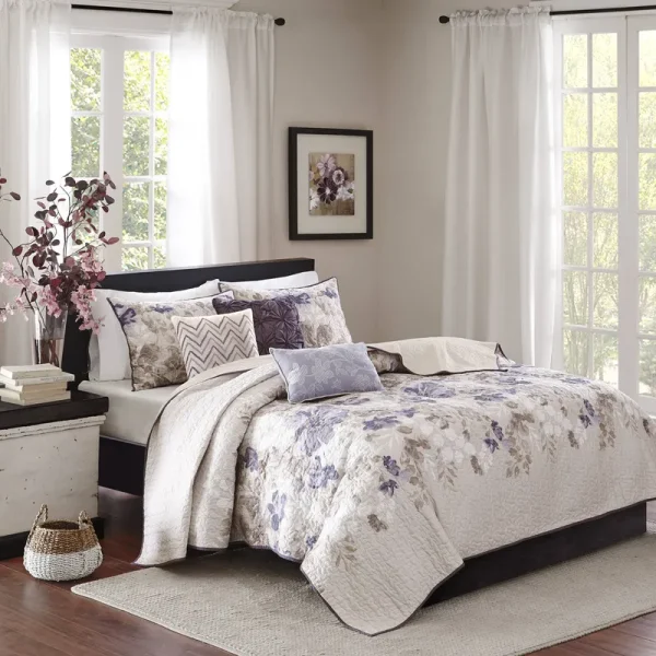 Madison Park Luna 6 Piece Reversible Coverlet Set - Full/Queen