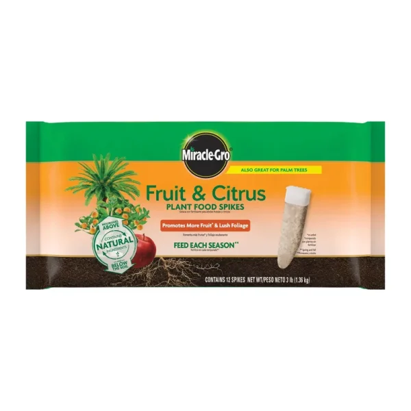 Miracle-Gro 4852012 Fruit & Citrus Tree Fertilizer Spikes, 12/pk