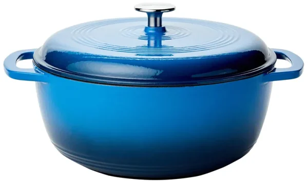 Basics Enameled Cast Iron Covered Dutch Oven, 6-Quart, Blue