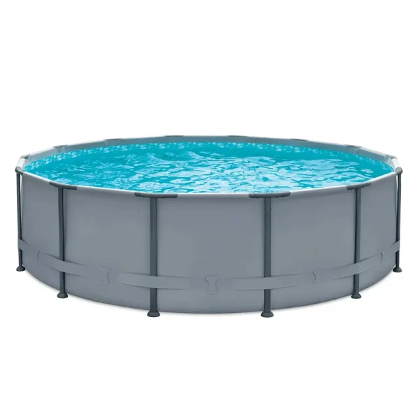 Summer Waves 14 ft Round Elite Frame Above Ground Pool, Cool Gray