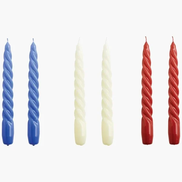 Hay Candle - Set of 6 Outlet in Purple Blue/off-White/burgundy