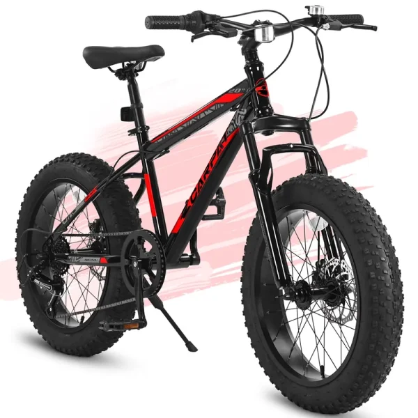 Ecarpat 20 in Fat Tire Kids Mountain Bike Shimano 7 Speed Dual Disc Front Suspension Bicycle for Boys Girls
