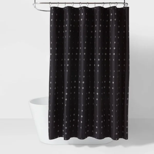 Moon Microfiber Shower Curtain Gray/Black - Room Essentials