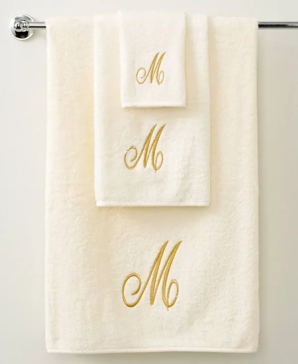 Avanti Premier Gold Script Monogram Letter B Fingertip Towel - Ivory