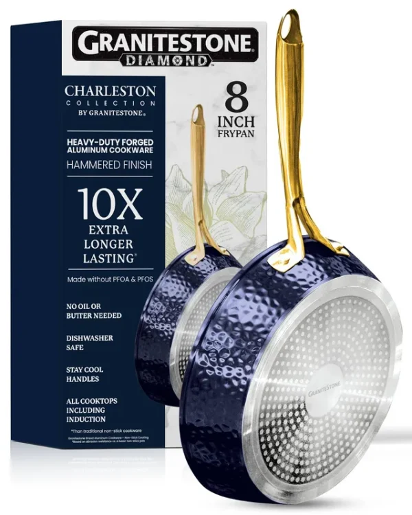 Granitestone Charleston Hammered 8 inch Nonstick Navy Frying Pan - Blue