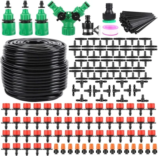 Eyes.sys Garden Automatic Irrigation System 164ft 200 Pack Drip Irrigation Kit 1/4" Blank Distribution Tubing Watering Drip Kit Automatic Irrigation